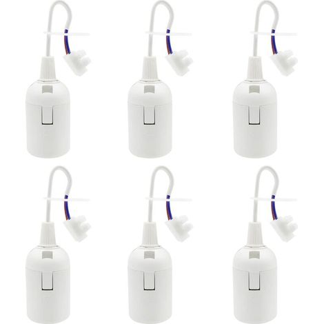 6 Pieces E27 Bulb Socket Holder 4A 250V Construction Site Socket for Incandescent and LED Bulbs or Industrial (max. 60W/ White)