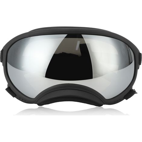 Hundeschutzbrille, UV-Schutz, stoßfest, verstellbare elastische Bänder, Sonnenbrille für große Hunderassen, silber (1/5)