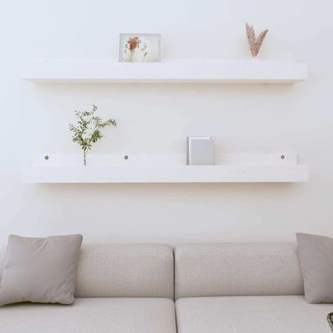 vidaXL Wall Shelves 2 pcs White 110x12x9 cm Solid Wood Pine (1/5)