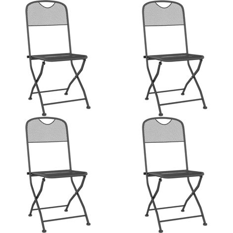 Faltbare Gartenstühle Set von 4 Metallgewebe Anthrazit