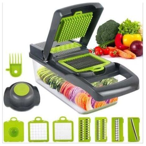 Multifunctional Vegetable Cutter 40 cm with Container, Potato Cutter, Onion Cutter, Vegetable Slicer with Strainer Basket and Container - RAPANDA (1/3)