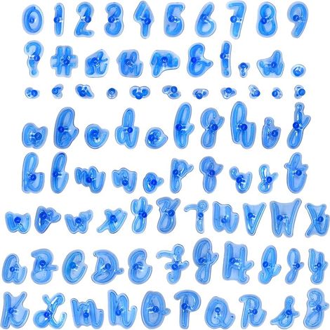 Ensemble de 83 tampons en alphabet pour fondant, emporte-pièces pour biscuits en plastique avec lettres et chiffres, tampons pour biscuits en lettres cursives réutilisables pour décorer des gâteaux et (1/4)