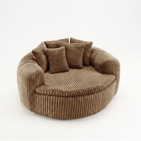 CHICFURN Fauteuil lounge 145 x 133 x 59 cm en tissu côtelé camel avec 5 coussins (1/5)