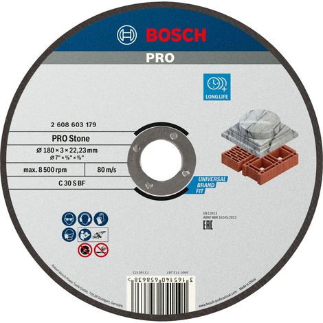 Bosch 2 608 603 179 - Disque de coupe droite Standard pour la pierre - C 30 S BF, 180 mm, 22,23 mm, 3,0 mm (paquet de 1) (1/3)