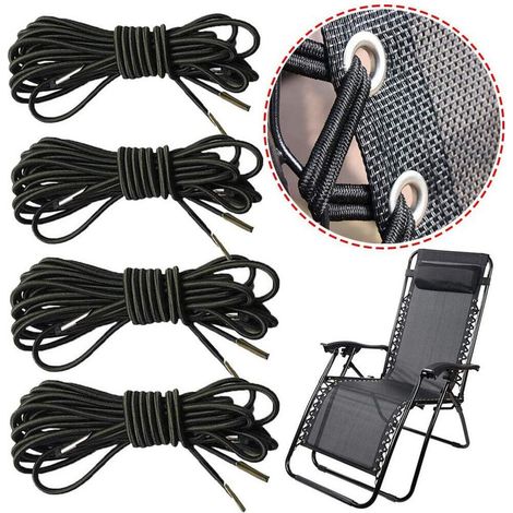 Lntyq Corde Remplacement élastiques 4pcs, Corde Elastique, Convient pour Transat Jardin Exterieur Fauteuil Jardin Exterieur Chaises Longues De Jardin Chaises De Plage Patio Et Autres Chaises (1/4)