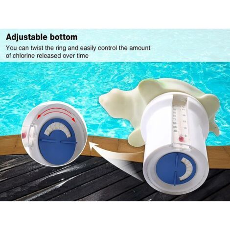 Diffuseur Chlore Piscine Brome Piscine Flotteur, Flotteur Piscine Chlore, Pastille Chlore Accessoires pour Anti Algue Piscine Eau Verte - Jacuzzi - Spa Enfant Exterieur Skimmer avec Thermomètre LO-Ron (1/4)