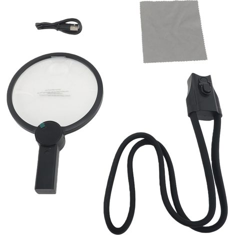 Loupe 3 en 1 en PMMA avec écran LED, lentille grossissante 6x et batterie 2000 mAh pour les travaux manuels, la couture et la lecture. (1/5)