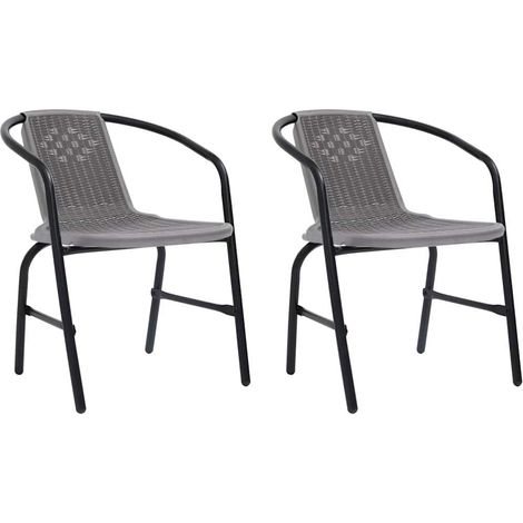 Chaises de jardin-Chaise de terrasse-Chaise d'extérieur lot de 2 Plastique Rotin et acier 110 kg (1/5)