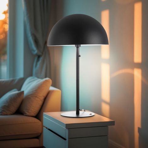 Retro Tischlampe Pilz grau Beistelllampe Wohnzimmerleuchte Nachttischlampe Pilzdesign Tischleuchte Schlafzimmerlampe, Metall, 1x E27, DxH 45 x 73 cm