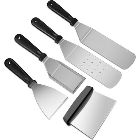 Ensemble de 5 spatules pour barbecue en acier inoxydable, ustensiles robustes pour grillades (1/5)