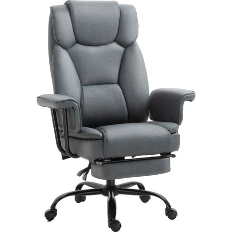 Silla de oficina ergonómica reclinable 150° con reposacabezas y reposapiés gris MODENUIT (1/5)