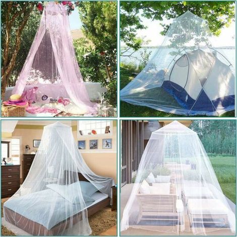 Moustiquaire Lit - 1050 x 250 cm - Tissu Polyester Blanc - Suspendue Par Onglet Haut - Pour Lit Simple Double Enfant - 1 Pièce (1/5)