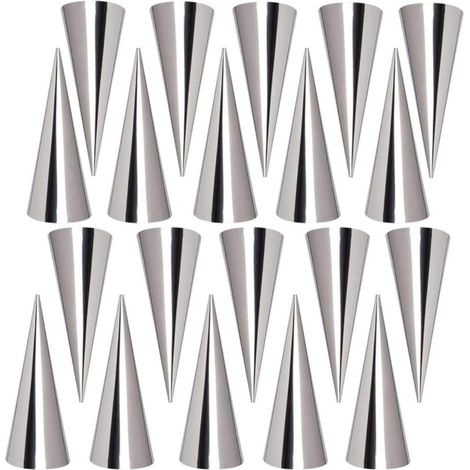 Moule À Cornet - Acier Inoxydable - 3 x 3 x 12 cm - Pour Pâtisserie Et Apéritif - Lot De 20 Pièces