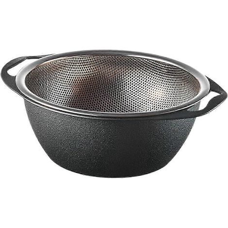 Reiskorb aus Edelstahl, tragbarer Reiskorb mit feinem Maschengewebe, Nudelsieb, Abtropfkorb für Lebensmittel, Gemüseabtropfkorb zum Waschen von Reis-Black S (1/5)