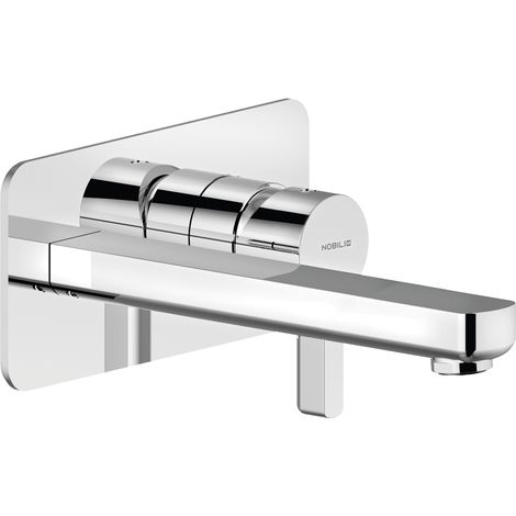 Parte esterna monocomando a parete bocca lunga per lavabo Nobili serie Lira LR116198/1CR  Cromato - Ottone