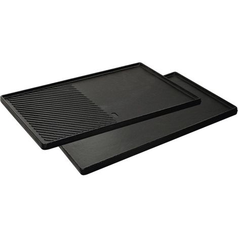 Plancha-grill réversible 1/2 en fonte – 2 côtés : lisse pour poisson et strié pour viande – Compatible barbecues MONROE PRO 4 et BOSTON 4+6 – Enders