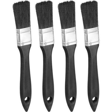 4pcs Pinceau De Peinture 1 inch Plat Pinceaux A Chip avec Manche Noir en PP pour DIY Art Peinture Meuble Armoire Mur Porte Trim (1/5)