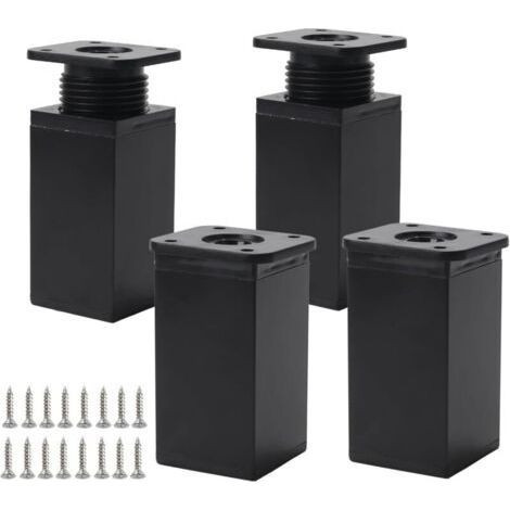 4 Pack 8cm Black Metal Adjustable Furniture Legs with 16 Screws for Kitchen Cabinets and Adjustable Tables (Black, 8cm) (1/5)