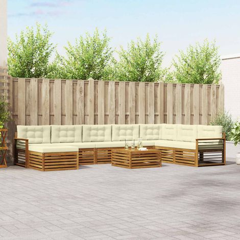 Teenpull – Outdoor-Sofagarnitur 9 Stk. Natur und Creme Massivholz Akazie (1/5)