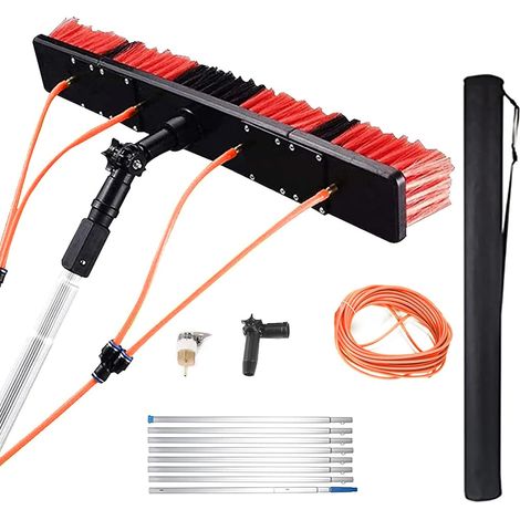 Telescopic Rod 5 to 10 m - Cleaning Brush with Extendable Telescopic Handle for Photovoltaic Solar Panels (8 m Rod, 50 cm Brush)