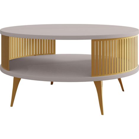 Mesa de centro Vitum I, Dorado + Cachemira, 44x0x0cm, Diámetro: 75, Aglomerado laminado, Redonda