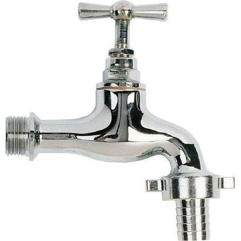 Robinet d'arrosage chromé, nez 20x27, mâle 15x21 (1/3)