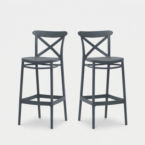 Set 2 sgabelli da bar alti 65 cm per cucina e giardino Zagabria - Antracite (1/5)