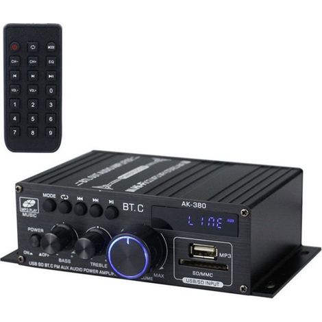 Ak380 800W 12V Amplificateur de Puissance Bluetooth StéRéO Home Car BASS Amplificateur Audio Lecteur de Musique Haut Parleur de (1/4)
