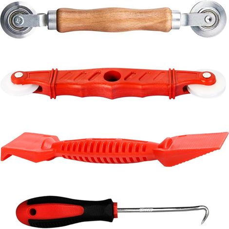 4 Pcs Werkzeug Einzieher Einroller Set für Keder, Sieb Fenster Spline Roller, Spline Roller mit Nylonräder Gummistreifen Haken, für Siebfenster, Fliegengitter, Insektenschutz, Fensterdichtung (1/5)