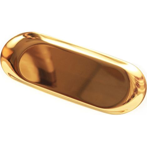 Plateau de rangement ovale en acier inoxydable pour serviettes, assiettes, thé, fruits, cosmétiques et bijoux. (1/5)