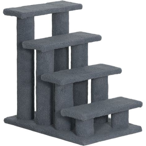 Escalera para mascotas de 4 peldaños gris 63,5x43x60 cm para gatos y perros HOMVRA (1/5)