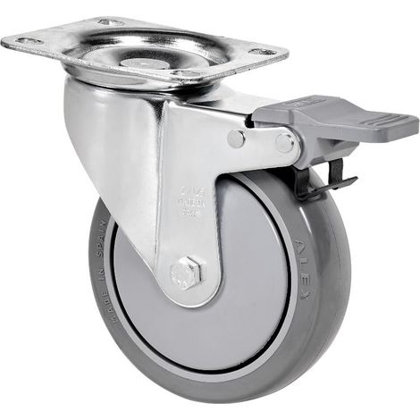 rueda giratora placa freno 10zvlfd100cp-pgaisb goma gris eje bolas (1/2)