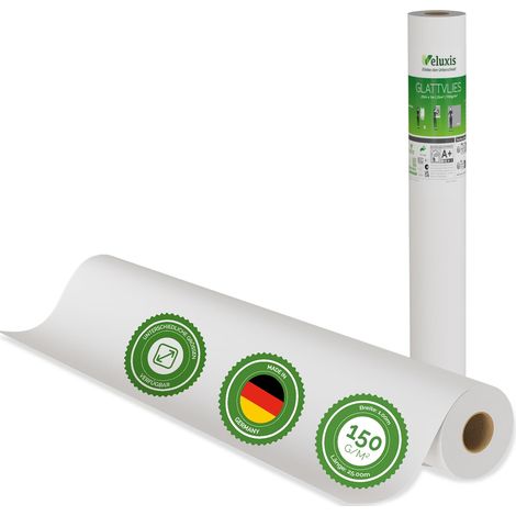 Veluxis® Premium Glattvlies als Untertapete & für Malerarbeiten – überstreichbar, rissüberbrückend, formstabil – Vlies Tapete, Wandvlies in Premium-Qualität (Weiß, 25,00 m x 1 m - 150g/m²)