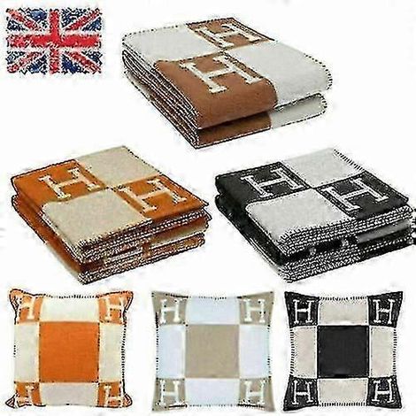 Plaid en laine et cachemire, couverture à carreaux, oreiller, linge de lit, châle, cadeau de Noël (1/4)