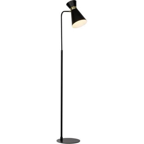 BRILLIANT lampadaire Goldy lampadaire 1 lumière noir-mat / or 1x A60, E27, 28W, lampes normales gf non spécifiées. Convient aux lampes LED Avec pédale (1/5)