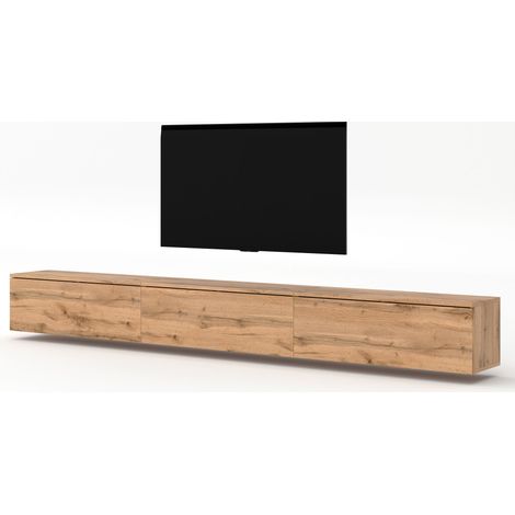 AX LIVING hängendes TV Board Loriano Lowboard Eiche Wotan 3x100 cm