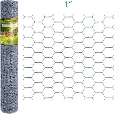 Grillage hexagonal galvanisé maille 25mm - Hauteur 1m - Longueur 10m