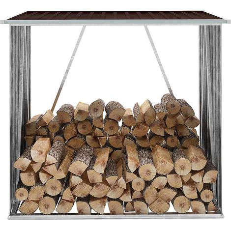 vidaXL Abri de stockage de bois Acier galvanisé 163x83x154 cm Marron (1/5)