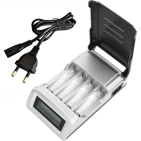 Cargador de baterías con función de reparación, cargador para monitor LCD, carga rápida, 4 ranuras, baterías recargables inteligentes AA y AAA.