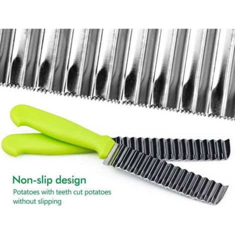 Ondulé Coupe-Légumes, Couteau de Tranches de Pomme de Terre, Coupe Frites Couteau Ondulé pour Croustilles,Salades, Bricolage (1/4)