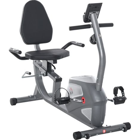 CHICFURN Cyclette semi-sdraiata in metallo grigio argento LCD 8 livelli, sensori cardiaci (1/5)