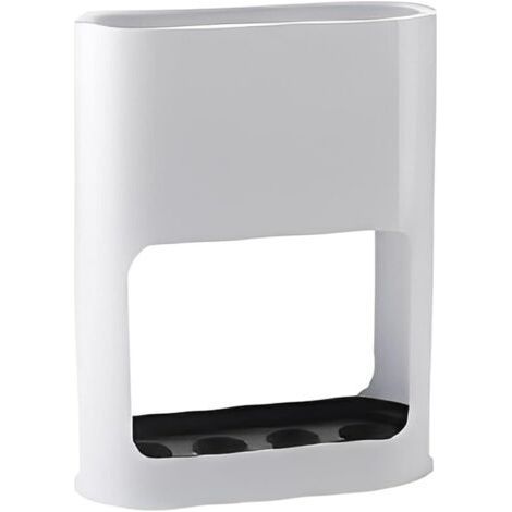 White Plastic Umbrella Stand 28 x 22 x 9 cm, Umbrella Stand with Removable Drainer, Small Umbrella Stand Organizer for Home, Office, Long and Short Umbrellas. (1/5)