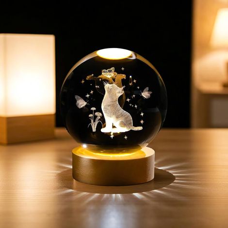 3D-GlaskristallkugelHochwertige Lasergravur für den Innenbereich, Wohndekoration, einzigartiges Geschenk für jeden Anlass (1/4)