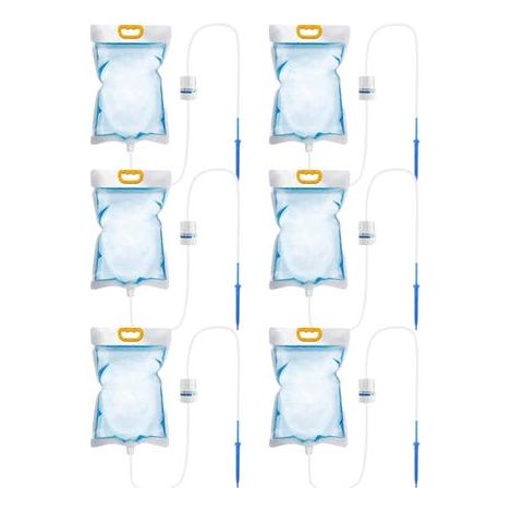 Ein Set aus sechs 3,5-Liter-Tropfbewässerungsbeuteln mit einstellbarem Steuerventil. (1/5)