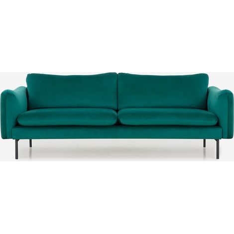 Divano 3 posti moderno elegante in velluto verde scuro Tashi