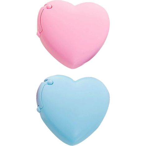 Lot de 2 dévidoirs de ruban adhésif en forme de cœur, rose et bleu, pour le bureau, l'école et la maison (1/5)