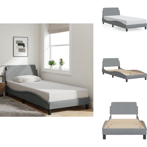 Cadre de lit sans matelas gris clair 90x190 cm tissu - Cadre De Lit - Lit Double - Literie - Meuble Chambre - Design Moderne (1/5)