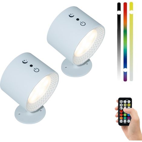 RGB-Lichter, 9 Farben, Lichteffekte, 5 W, Glowright-Wandleuchte, 5 Helligkeitsstufen, kabelloses Nachtlicht, Galeriebeleuchtung, 360° magnetische Rotation, Leselichter für Zuhause/Büro/Studio (weiß  2