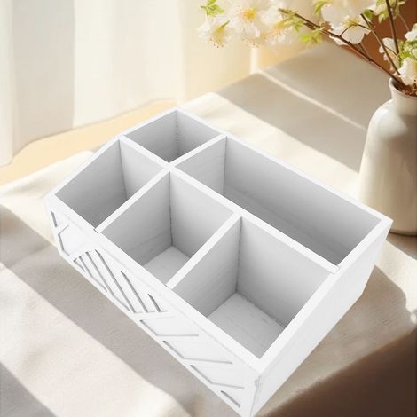 Multifunktionaler Teebeutel-Organizer aus Holz mit Fächern für Kaffeekapseln und Tassen, Weiß, XL-Modell