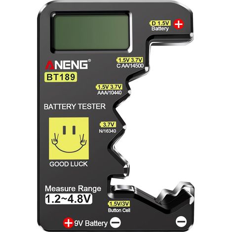 Digitaler Batterietester, Universal-Batterietester, Universal-Batterieprüfer mit LCD-Anzeige, tragbarer Batteriekapazitätstester für AA-, AAA-, CDN-, 10440-, 16340-, 9V- und 1,5V-Knopfzellen